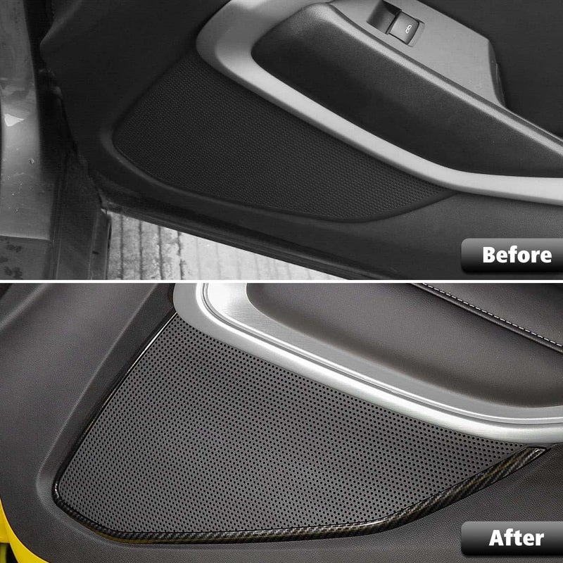 RT-TCZ Carbon Fiber Door Interior Trim Cover Decor Audio Speaker Panel Interior Accessories for Chevrolet Camaro 2017-2022 - Image 2